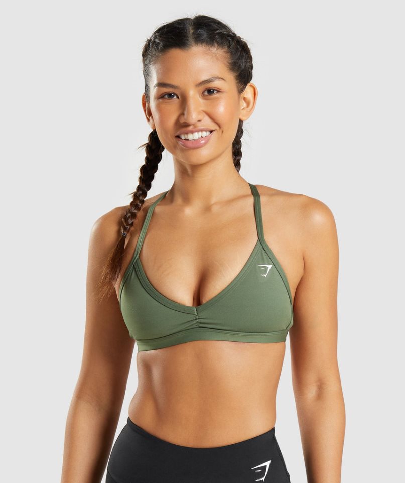 Women's Gymshark Minimal Sports Bra Olive | NZ 9WNYRL